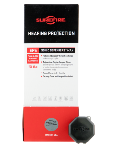 SureFire EP5BKMPRBULK EP5 Sonic Defenders Max Large 26 dB Full Block Black Polymer Buds for Adults 25 Pair (Bulk Package)