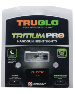 TruGlo TG-231G1AC Tritium Pro Night Sights Square Green with Orange Outline Front/U-Notch Green with Black Outline Rear with Nitride Fortress Finished Frame for Glock 42, 43 (Except MOS Variants)