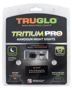 TruGlo TG-231G1MC Tritium Pro Night Sights 3-Dot Low Set Green with Orange Outline Front, Green Rear with Nitride Fortress Finished Frame for MOS Glock 17,19,34,35,45