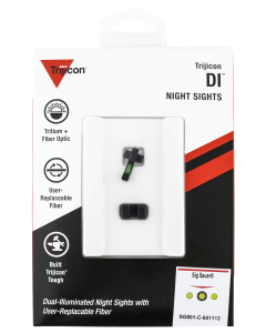 Trijicon 601112 DI Night Sight Set Sig w/#8 Front & Rear Tritium/Fiber Optic Green Front, Green Rear Black Frame