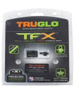 TruGlo TG-TG13NV4A TFX  3-Dot Set Tritium/Fiber Optic Green with White Outline Front, Green Rear with Nitride Fortress Finished Frame for 1911 with Novak 270 Front, 500 Rear