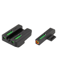 TruGlo TG-13FN2PC TFX Pro  Square Tritium/Fiber Optic Green with Orange Outline Front/U-Notch Green Rear with Nitride Fortress Finished Frame for FN 40 FNX, FNP, FNS