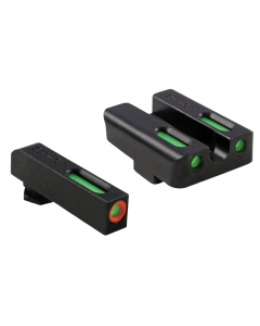 TruGlo TG-13GL1PC TFX Pro  Square Low Set Tritium/Fiber Optic Green with Orange Outline Front/U-Notch Green Rear with Nitride Fortress Finished Frame for Most Glock (Except MOS Variants)