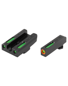 TruGlo TG-13GL3PC TFX Pro  Square Tritium/Fiber Optic Green  with Orange Outline Front/U-Notch Green Rear with Nitride Fortress Finished Frame for Glock 42, 43