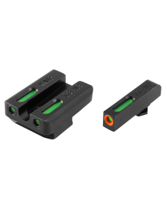 TruGlo TG-13WA1PC TFX Pro  Square Tritium/Fiber Optic Green with Orange Outline Front/U-Notch Green Rear with Nitride Fortress Finished Frame for Walther PPQ