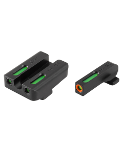 TruGlo TG-13XD1PC TFX Pro  Square Tritium/Fiber Optic Green with Orange Outline Front/U-Notch Green Rear with Nitride Fortress Finished Frame for Springfield XD, XD-S, XD-E, XD-M