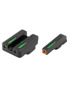 TruGlo TG-13TA2PC TFX Pro  Square Tritium/Fiber Optic Green with Orange Outline Front/U-Notch Green Rear with Nitride Fortress Finished Frame for Taurus Millennium G2, 709/740 Slim (Except G2c)