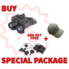 AGM NVG-40 NL1  Dual Tube Night Vision Goggle/Binocular with Photonis FOM 1400-1800 Gen 2+ "Level 1" P43-Green Phosphor IIT Package
