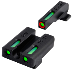 TruGlo TG-13SG4A TFX  3-Dot Set Tritium/Fiber Optic Green with White Outline Front, Green Rear Optic with Nitride Fortress Finished Frame for Sig P365