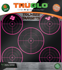 Truglo TG-11P6 Tru-See  Self-Adhesive Paper 5-Bullseye Black/Pink 6 Per Pkg