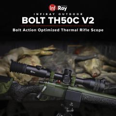 iRay USA TH50CV2 Bolt TH50C V2 Thermal Weapon Sight Thermal Rifle Scope Black 3.5x 50mm, Multi- 2 Dynamic/5 Static Reticle, Digital 4x Zoom 640x512, 50 Hz Resolution Features Stadiametric Rangefinder