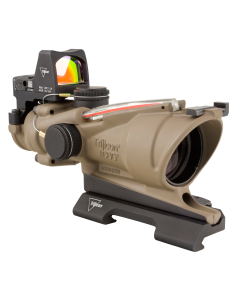 Trijicon 100553 ACOG ECOS Combo Flat Dark Earth 4x32mm Illuminated Red Crosshair .223 BDC Reticle