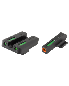 TruGlo TG-13KA1PC TFX Pro  Square Tritium/Fiber Optic Green with Orange Outline Front/U-Notch Green Rear with Nitride Fortress Finished Frame for Kahr K,KM,P,PM,T,TP Series