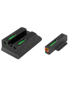 TruGlo TG-13RS1PC TFX Pro  Square Tritium/Fiber Optic Green with Orange Outline Front/U-Notch Green Rear with Nitride Fortress Finished Frame for Ruger SR 9mm,40,45