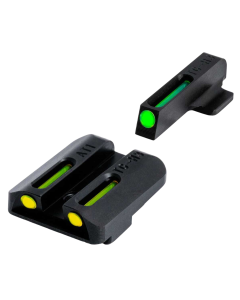TruGlo TG-131GT1B TFO  Square Low Set Tritium/Fiber Optic Green Front/U-Notch Yellow Rear with Nitride Fortress Finished Frame for Glock 42, 43 (Except MOS Variants)