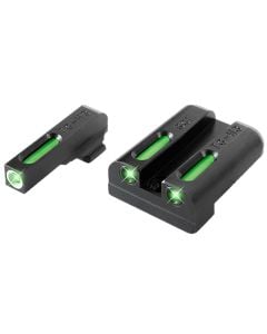 TruGlo TG-13SG2A TFX  3-Dot Set Tritium/Fiber Optic Green with White Outline Front, Green Rear with Nitride Fortress Finished Frame for Sig P-Series with #6 Front & #8 Rear