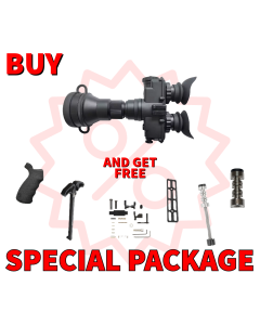 AGM FoxBat-5 NW1 Night Vision Bi-Ocular 5x with Gen 2+ "Level 1", P45-White Phosphor IIT. Included: NVB, Long-Range Infrared Illuminator, Tripod and Hard Case Package