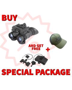 AGM NVG-50 NW1 Dual Tube Night Vision Goggle/Binocular 51 degree FOV with Photonis FOM 1400-1800 Gen 2+ P45-White Phosphor Level 1 IIT Package