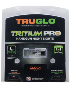 TruGlo TG-231G1AC Tritium Pro Night Sights Square Green with Orange Outline Front/U-Notch Green with Black Outline Rear with Nitride Fortress Finished Frame for Glock 42, 43 (Except MOS Variants)