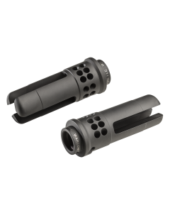 SureFire WARCOMP5561228 Warcomp Flash Hider Black DLC Stainless Steel with 1/2"-28 tpi Threads, 2.70" OAL & Open Tines for 5.56x45mm NATO M16, M4