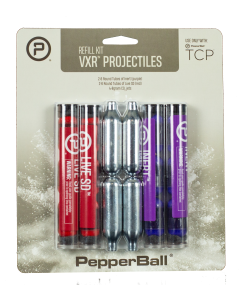 PepperBall 970010216 TCP VXR Projectile Refill Kit 2-6 Count Tubes of Inert projectiles (VXR), 2-6 Count  Tubes of LIVE SD projectiles (VXR) & 4-8g CO2 Cartridges