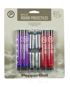 PepperBall 970010215 TCP Round Projectile Refill Kit 2-6 Count Tubes Inert Projectiles,  2-6 Count Tubes LIVE SD Projectiles & 4-8g CO2 Cartridges