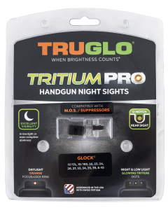 TruGlo TG-231G1MC Tritium Pro Night Sights 3-Dot Low Set Green with Orange Outline Front, Green Rear with Nitride Fortress Finished Frame for MOS Glock 17,19,34,35,45