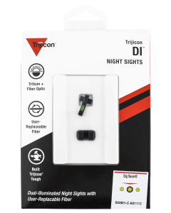 Trijicon 601112 DI Night Sight Set Sig w/#8 Front & Rear Tritium/Fiber Optic Green Front, Green Rear Black Frame