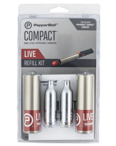 PepperBall 410-01-0405 Compact Refill Kit 2-LIVE SD Barrel Cartridges with 1 LIVE SD Round & 2-N2 Gas Cartridges for Compact Launcher