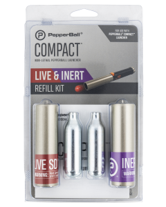 PepperBall 410-01-0404 Compact Combo Refill Kit 1-LIVE SD Barrel Cartridge with 1 LIVE SD Round, 1-Inert Barrel Cartridge with 1 Inert Round & 2-N2 Gas Cartridges