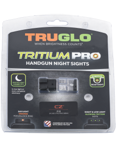 TruGlo TG-TG231Z2C Tritium Pro Night Sights Square Green with Orange Outline Front/U-Notch Green Rear with Nitride Fortress Finished Frame for CZ P10, 10C