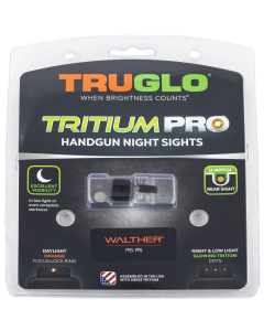 TruGlo TG-TG231W1C Tritium Pro Night Sights Square Green with Orange Outline Front/U-Notch Green Rear with Nitride Fortress Finished Frame for Walther PPQ