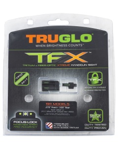 TruGlo TG-TG13NV4A TFX  3-Dot Set Tritium/Fiber Optic Green with White Outline Front, Green Rear with Nitride Fortress Finished Frame for 1911 with Novak 270 Front, 500 Rear