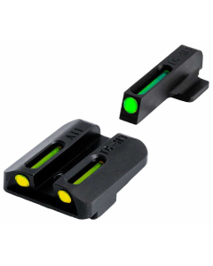 TruGlo TG-TG131NT3Y TFO  Square Tritium/Fiber Optic Green Front/U-Notch Yellow Rear with Nitride Fortress Finished Frame for 1911 with Novak 260 Front, 500 Rear