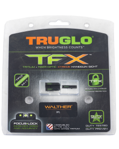 TruGlo TG-TG13WA2A TFX  3-Dot Set Tritium/Fiber Optic Green with White Outline Front, Green Rear with Nitride Fortress Finished Frame for Walther PPS