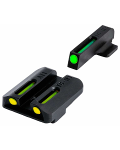 TruGlo TG-TG131NT2Y TFO  Square Tritium/Fiber Optic Green Front/U-Notch Yellow Rear with Nitride Fortress Finished Frame for 1911 with Novak 270 Front, 450 Rear