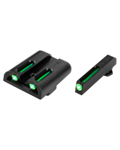 TruGlo TG-131GT2 TFO  Square High Set Tritium/Fiber Optic Green Front/U-Notch Green Rear with Nitride Fortress Finish Frame for Glock 20,21,25,29-32,37,40,41 (Except MOS Variants)