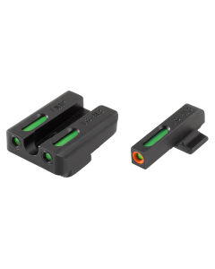 TruGlo TG-13FN2PC TFX Pro  Square Tritium/Fiber Optic Green with Orange Outline Front/U-Notch Green Rear with Nitride Fortress Finished Frame for FN 40 FNX, FNP, FNS
