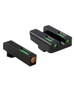 TruGlo TG-13GL1PC TFX Pro  Square Low Set Tritium/Fiber Optic Green with Orange Outline Front/U-Notch Green Rear with Nitride Fortress Finished Frame for Most Glock (Except MOS Variants)