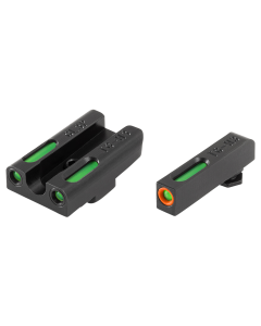 TruGlo TG-13GL3PC TFX Pro  Square Tritium/Fiber Optic Green  with Orange Outline Front/U-Notch Green Rear with Nitride Fortress Finished Frame for Glock 42, 43