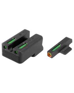 TruGlo TG-13NV3PC TFX Pro  Square Tritium/Fiber Optic Green with Orange Outline Front/U-Notch Green Rear with Nitride Fortress Finished Frame for 1911 with Novak 260 Front, 500 Rear