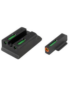 TruGlo TG-13RS1PC TFX Pro  Square Tritium/Fiber Optic Green with Orange Outline Front/U-Notch Green Rear with Nitride Fortress Finished Frame for Ruger SR 9mm,40,45