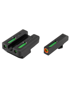 TruGlo TG-13WA1PC TFX Pro  Square Tritium/Fiber Optic Green with Orange Outline Front/U-Notch Green Rear with Nitride Fortress Finished Frame for Walther PPQ