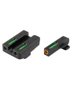 TruGlo TG-13XD1PC TFX Pro  Square Tritium/Fiber Optic Green with Orange Outline Front/U-Notch Green Rear with Nitride Fortress Finished Frame for Springfield XD, XD-S, XD-E, XD-M