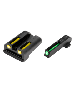 TruGlo TG-131XTY TFO  Square Tritium/Fiber Optic Green Front/U-Notch Yellow Rear with Nitride Fortress Finished Frame for Springfield XD, XD-M, XD-S, XD-E