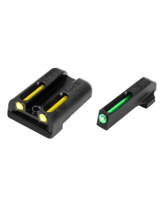 TruGlo TG-131ST2Y TFO  Square Tritium/Fiber Optic Green Front/U-Notch Yellow Rear with Nitride Fortress Finished Frame for Sig P-Series with #6 Front & #8 Rear