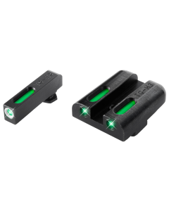 TruGlo TG-13GL1A TFX  3-Dot Low Set Tritium/Fiber Optic Green with White Outline Front, Green Rear with Nitride Fortress Finished Frame for Most Glock (Except MOS Variants)