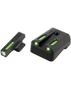 TruGlo TG-13KM1A TFX  3-Dot Set Tritium/Fiber Optic Green with White Outline Front, Green Rear with Nitride Fortress Finished Frame for Kimber 1911