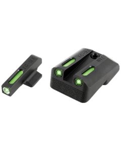 TruGlo TG-13NV1A TFX  3-Dot Set Tritium/Fiber Optic Green with White Outline Front, Green Rear with Nitride Fortress Finished Frame for 1911 with Novak 260 Front, 450 Rear