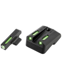 TruGlo TG-13NV2A TFX  3-Dot Set Tritium/Fiber Optic Green with White Outline Front, Green Rear with Nitride Fortress Finished Frame for 1911 with Novak 270 Front, 450 Rear